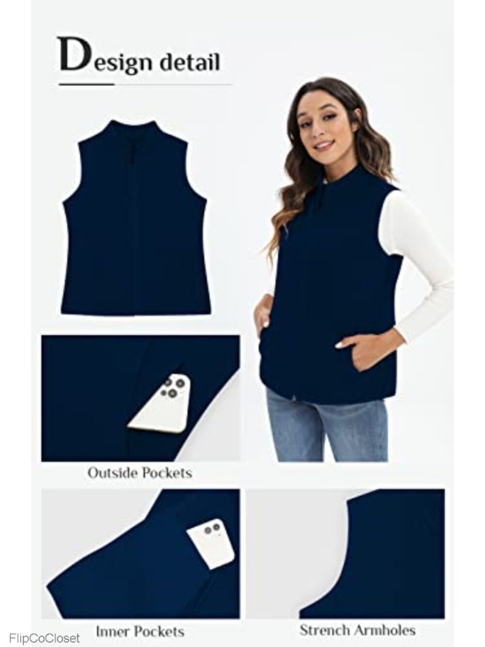 Women's Fleece Vest with 6 Pockets Lightweight Daily Wear - Picture 4 of 6